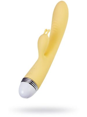 Vibrator with clitoral stimulator Flovetta by Toyfa Aster, silicone, yellow, 22 cm